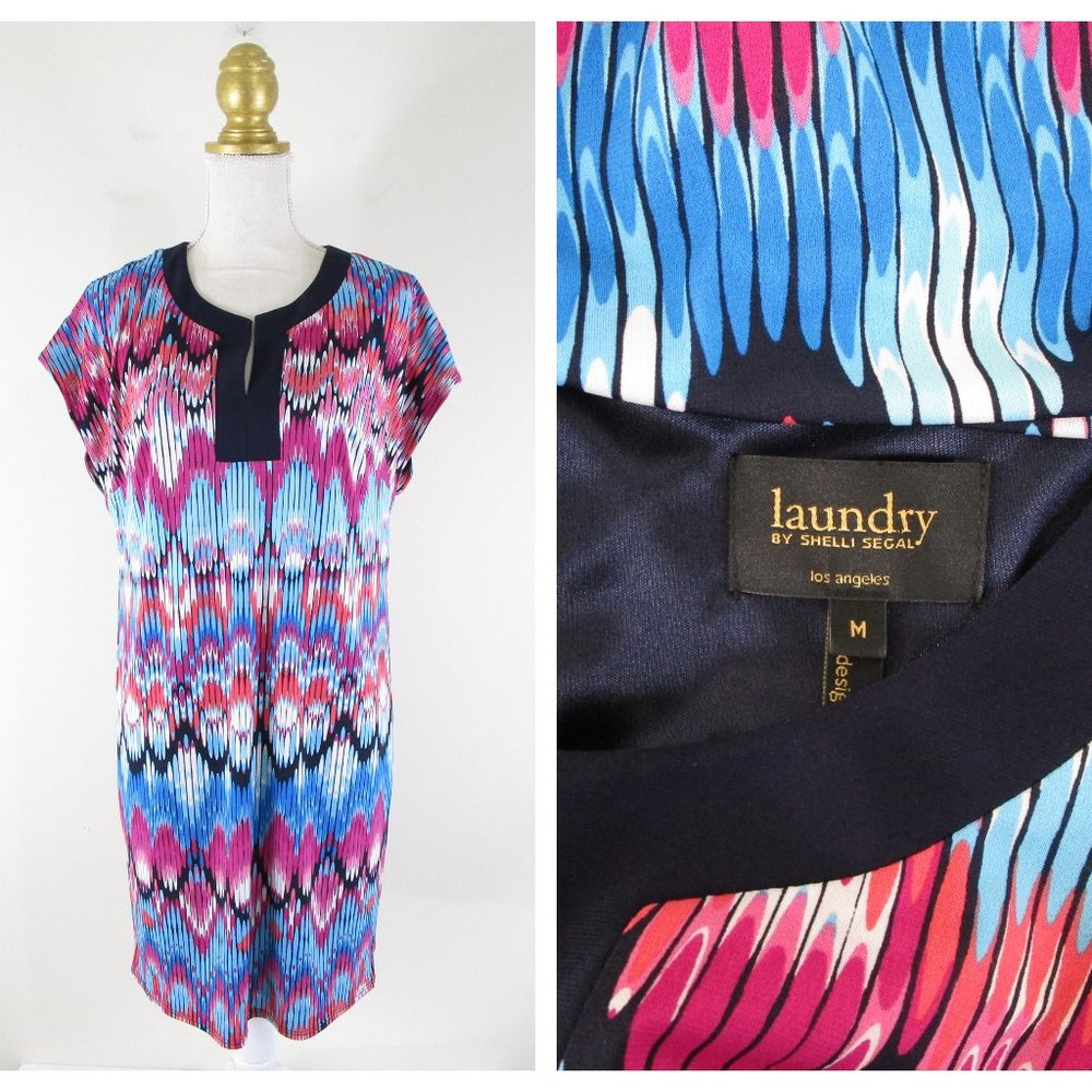 Laundry By Shelli Segal Pink Blue Shift Dress M